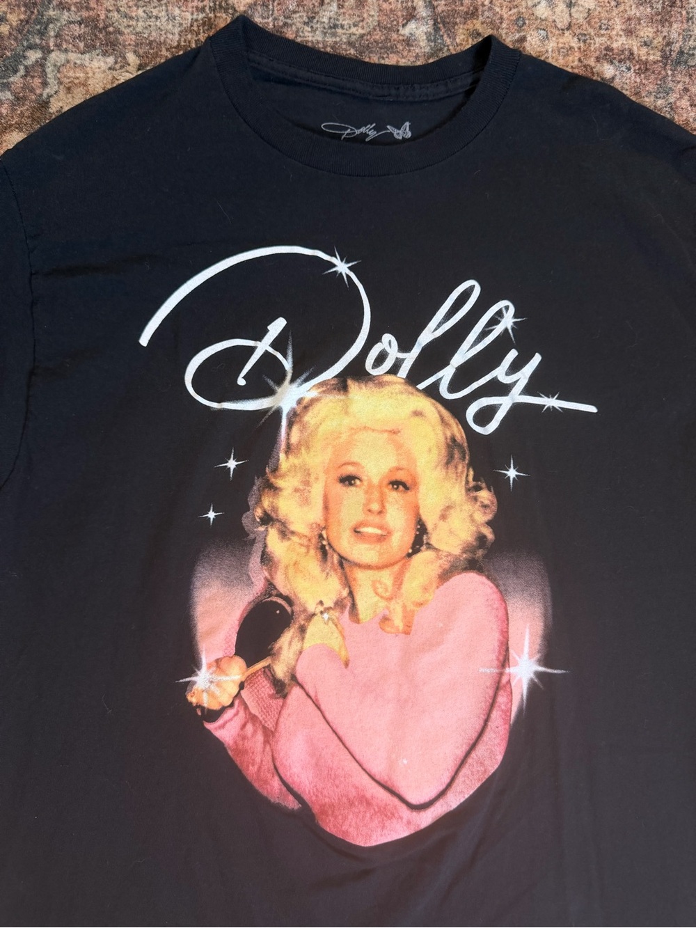 Dolly PartonGraphic Tee - Black with Pink Portrait of the legend - size large